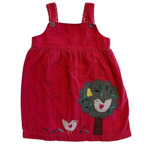 BABY BODEN Pink Corduroy Pinafore Partridge Pear Tree Dress 3-4 Toddler